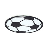 Cartoon Football Led Flush Ceiling Light For Nursery - White/Black/Pink