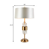 Postmodern White-Brass Living Room Table Lamp With Fabric Shade