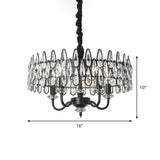 Modern Black Teardrop Ceiling Chandelier With Drum Design - 4-Light Crystal Pendant Lamp