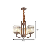Modern Cuboid Crystal Chandelier - 3/6 Lights Coffee Finish