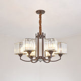 Modern Cuboid Crystal Chandelier - 3/6 Lights Coffee Finish
