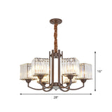Modern Cuboid Crystal Chandelier - 3/6 Lights Coffee Finish