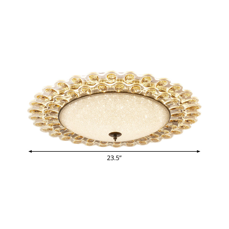 Contemporary Yellow Crystal Flushmount Led Ceiling Light For Drawing Room - 16/23.5 Wide