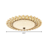 Contemporary Yellow Crystal Flushmount Led Ceiling Light For Drawing Room - 16/23.5 Wide