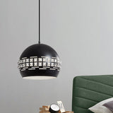 Minimalist Black Metal Shade Pendant Ceiling Lamp With Domed Suspension / B