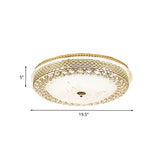 Gold Metal Flush Mount Led Ceiling Light With Crystal Accent And Opal Glass Shade