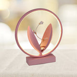 Led Nightstand Light - Elegant Flowering Aluminum Table Lamp With Crystal Accent In Black/Red/Pink