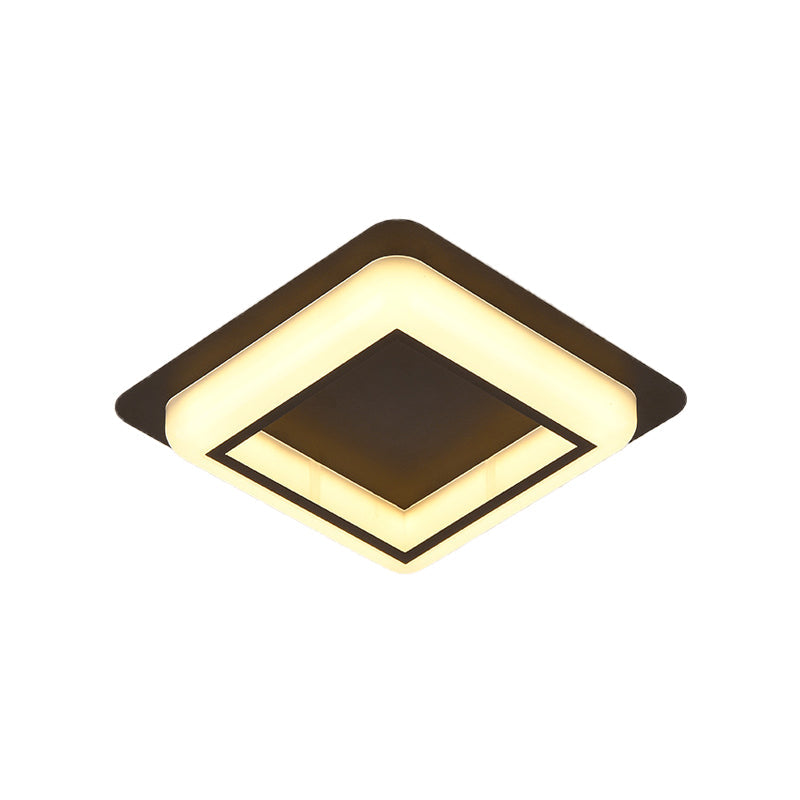 Contemporary Acrylic Led Flush Light For Bedroom - Square Ceiling Mount In White/Black/Grey