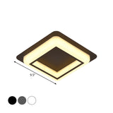 Contemporary Acrylic Led Flush Light For Bedroom - Square Ceiling Mount In White/Black/Grey