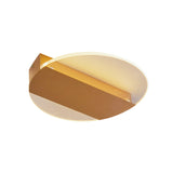 Minimal Geometric Flushmount Led Ceiling Light In Black/White/Gold - White/Warm Lighting