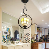 Stylish Orange Grid Dome Pendant Light With Tiffany Glass And Stainless Steel Suspension