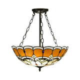 Tiffany Victorian Stained Glass Semi Flushmount Light In Yellow - Ideal For Bookstore Ceilings