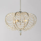 Silver 2-Light Chain Crystal Bead Pendant Chandelier For Guest Room