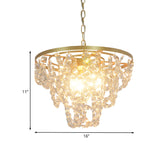 Nordic Gold Pendant Light With Beveled Crystal Prisms - 3 Lights Hanging Chain Chandelier