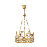 Gold Prismatic Crystal Pendant Chandelier - Classic 3-Head Crown Design