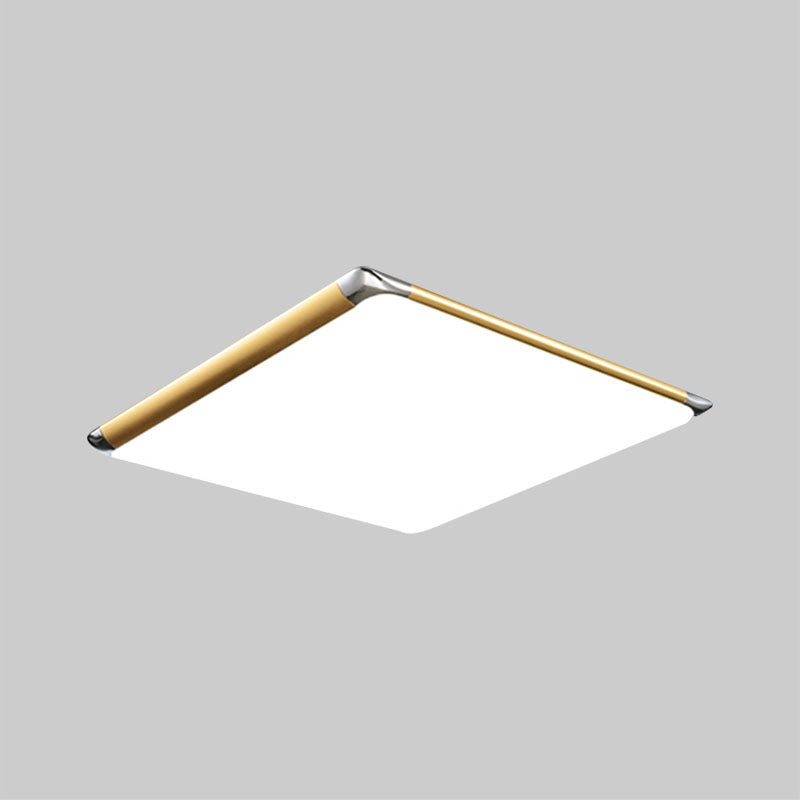 Modern Ultra-Thin Square Flush Mount With Gold Integrated Led Acrylic Shade - Warm/White 18/21/35.5