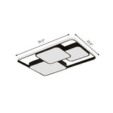 Contemporary Black And White Rectangular/Square Flush Mount Led Ceiling Light For Living Room -