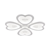 Contemporary 4/6-Light Ceiling Mount Fixture With Acrylic Shade - White Heart Flush Lamp In