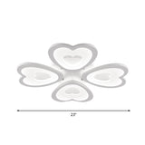 Contemporary 4/6-Light Ceiling Mount Fixture With Acrylic Shade - White Heart Flush Lamp In