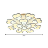 Contemporary Acrylic Heart Ceiling Light - 6/9/12 Lights Warm/White/Natural Flush Mount For Dining