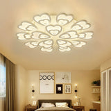 Contemporary Acrylic Heart Ceiling Light - 6/9/12 Lights Warm/White/Natural Flush Mount For Dining