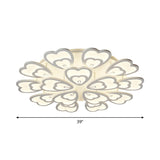 Contemporary Acrylic Heart Ceiling Light - 6/9/12 Lights Warm/White/Natural Flush Mount For Dining