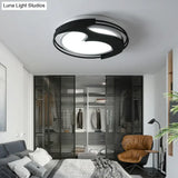 Abstract Pattern Led Ceiling Light For Kids Room Or Hotel - Round Acrylic Design In Black