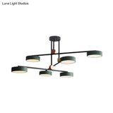Acrylic 6-Light Macaron Chandelier With Round Shade - Perfect For Cafe Hanging Light