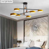 Acrylic 6-Light Macaron Chandelier With Round Shade - Perfect For Cafe Hanging Light