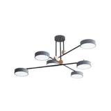 Acrylic 6-Light Macaron Chandelier With Round Shade - Perfect For Cafe Hanging Light Grey