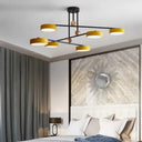 Acrylic 6-Light Macaron Chandelier With Round Shade - Perfect For Cafe Hanging Light Yellow