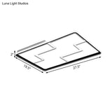 Acrylic Block Led Flush Ceiling Light Fixture - Simplicity Design 19’/23’/27.5’ Wide