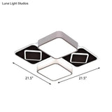Acrylic Checkerboard Led Ceiling Lamp - Nordic Style Flush Light In Black & White For Bedroom