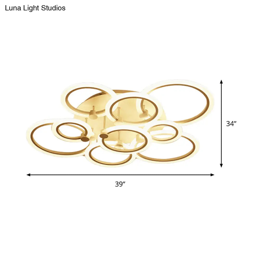 Acrylic Flush Ceiling Light With Multi - Tiered Led And Warm/White/Natural - Available In 3/5/7