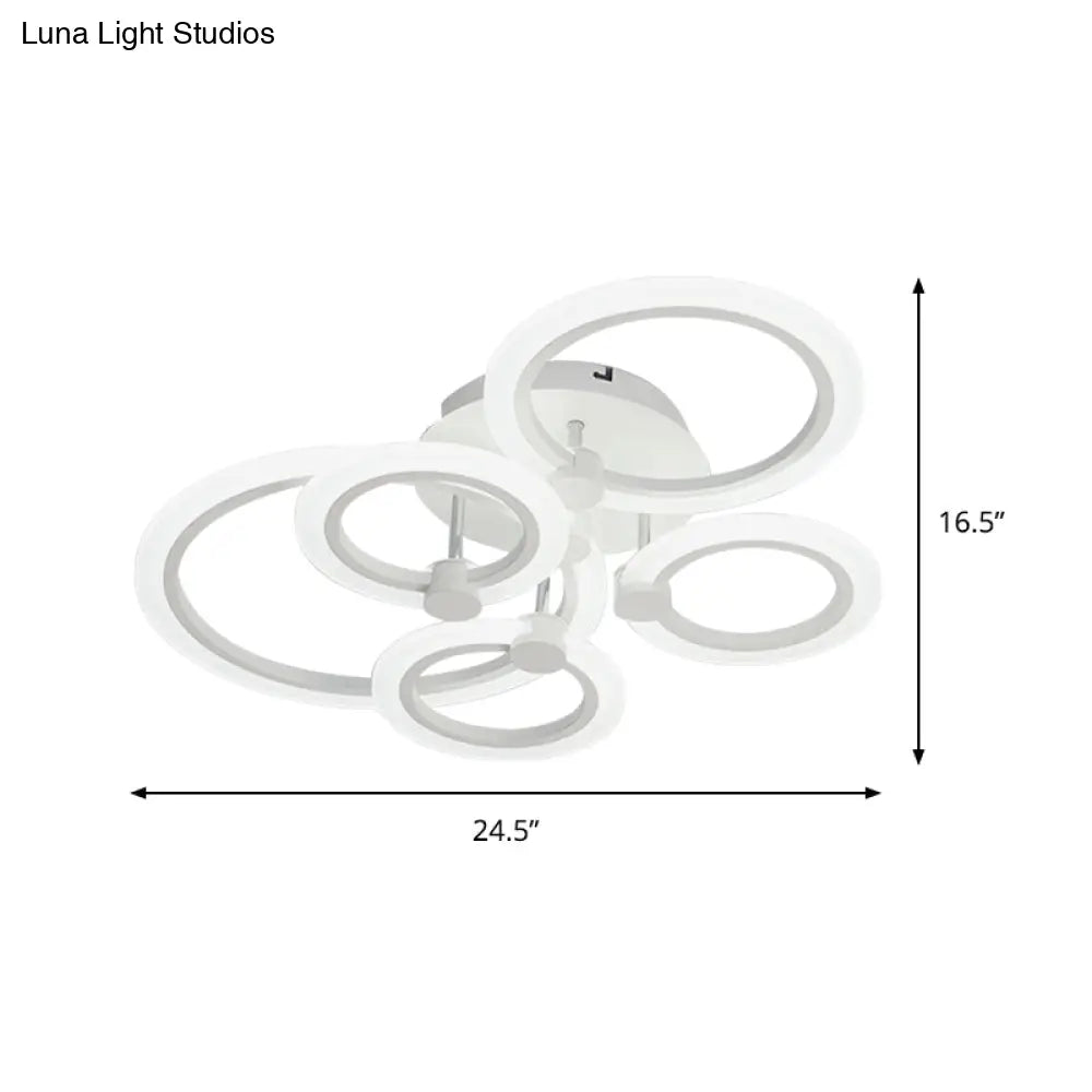 Acrylic Flush Ceiling Light With Multi - Tiered Led And Warm/White/Natural - Available In 3/5/7