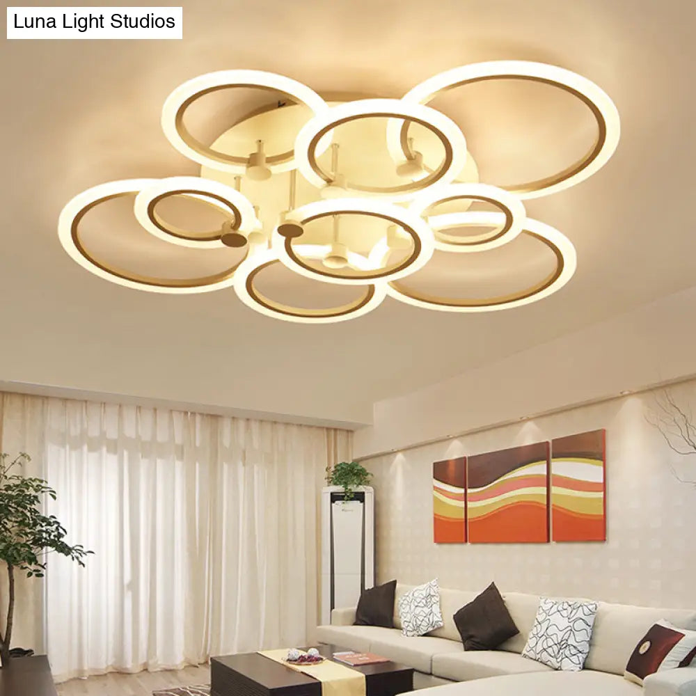 Acrylic Flush Ceiling Light With Multi - Tiered Led And Warm/White/Natural - Available In 3/5/7