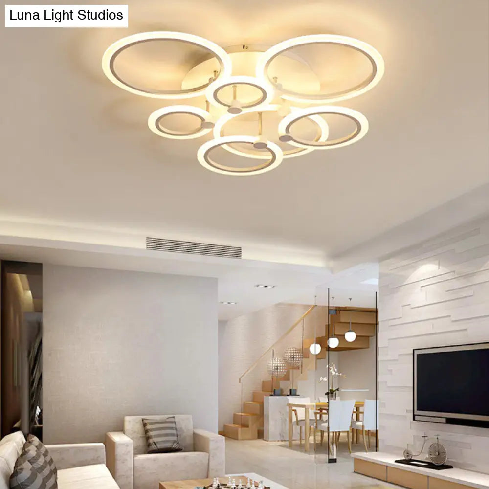 Acrylic Flush Ceiling Light With Multi - Tiered Led And Warm/White/Natural - Available In 3/5/7