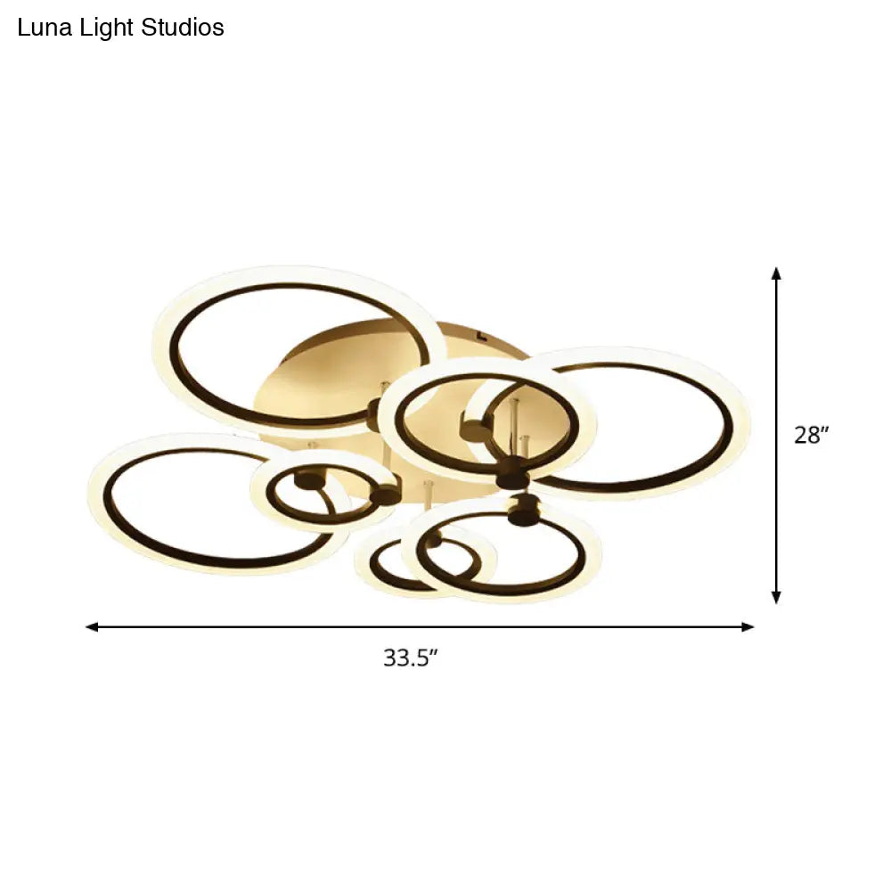 Acrylic Flush Ceiling Light With Multi - Tiered Led And Warm/White/Natural - Available In 3/5/7
