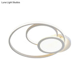 Acrylic Flush Mount Led Ceiling Lamp In White/Black - Modern Multi - Hoop Design Warm Light