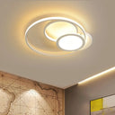 Acrylic Flush Mount Led Ceiling Lamp In White/Black - Modern Multi - Hoop Design Warm Light White /
