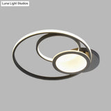Acrylic Flush Mount Led Ceiling Lamp In White/Black - Modern Multi - Hoop Design Warm Light