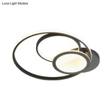 Acrylic Flush Mount Led Ceiling Lamp In White/Black - Modern Multi - Hoop Design Warm Light