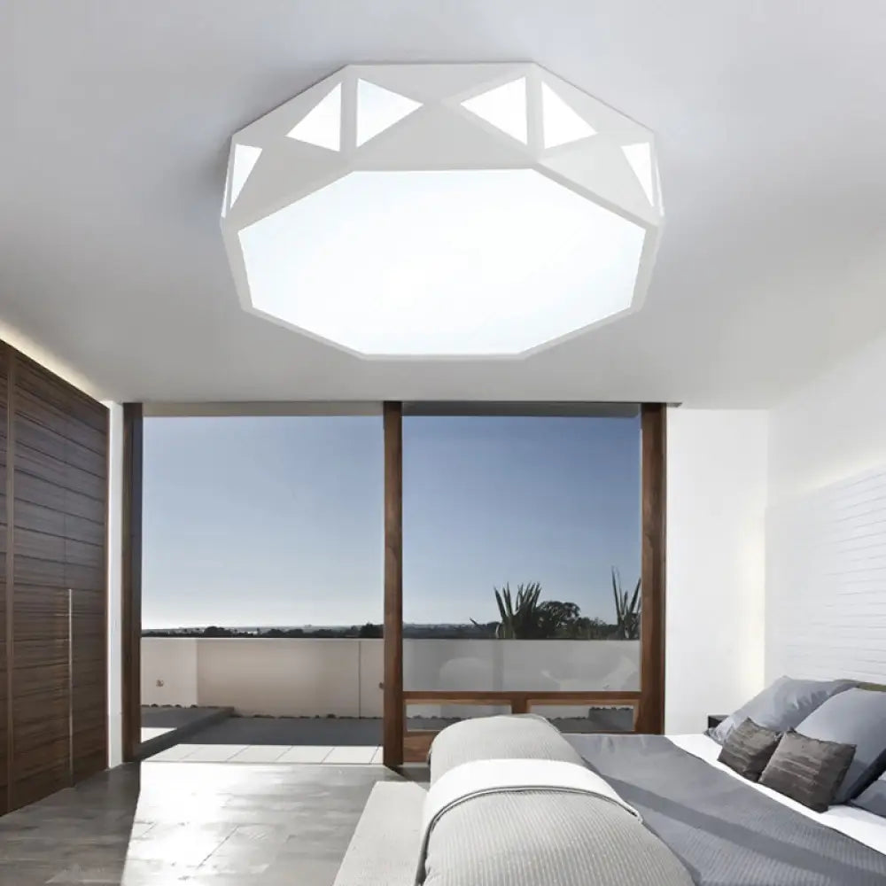 Acrylic Led Ceiling Lamp For Kindergarten - White Octagon Mount Light