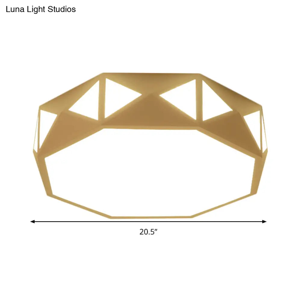 Acrylic Led Ceiling Lamp For Kindergarten - White Octagon Mount Light