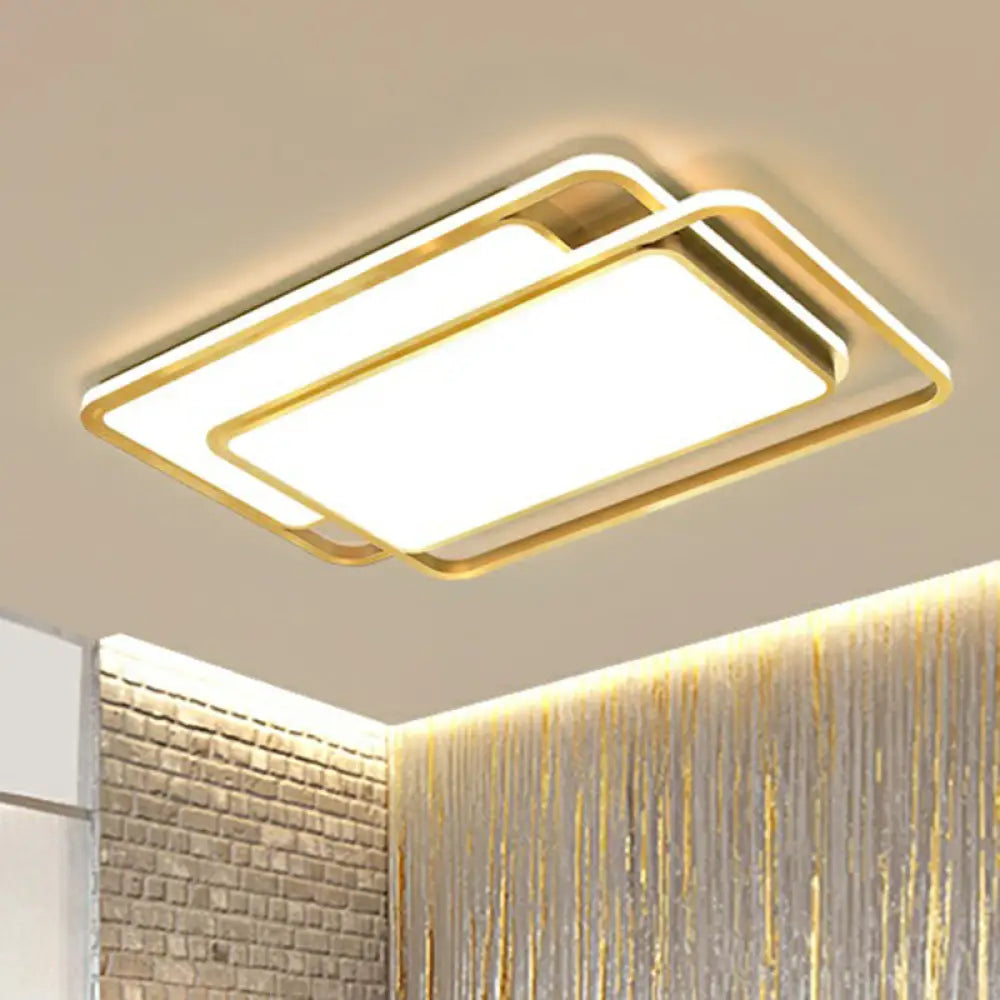 Acrylic Led Flush Ceiling Light - Contemporary Gold Flush-Mount Fixture For Living Room