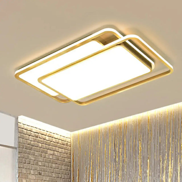 Acrylic Led Flush Ceiling Light - Contemporary Gold Flush-Mount Fixture For Living Room