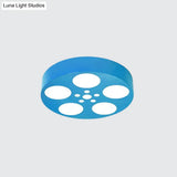 Acrylic LED Kids Flush Mount Lighting in Vibrant Red/Yellow/Blue – Rounded Nursery Room Fixture -  Luna Light Studios