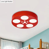 Acrylic LED Kids Flush Mount Lighting in Vibrant Red/Yellow/Blue – Rounded Nursery Room Fixture -  Luna Light Studios