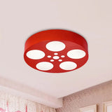 Acrylic Led Kids Flush Mount Lighting In Vibrant Red/Yellow/Blue – Rounded Nursery Room Fixture Red