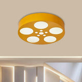 Acrylic Led Kids Flush Mount Lighting In Vibrant Red/Yellow/Blue – Rounded Nursery Room Fixture